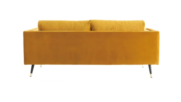 Canapé Design 3 Places En Tissu Velours Jaune, Bois Noir Et Métal Doré STING Prix très abordable 5