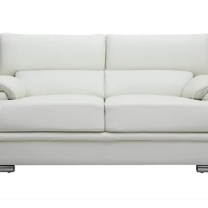 Livraison Standard/Rapide Canapé Design Avec Têtières Ajustables 2 Places Cuir Blanc Et Acier Chromé EWING 12