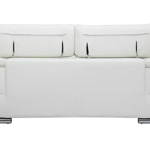 Livraison Standard/Rapide Canapé Design Avec Têtières Ajustables 2 Places Cuir Blanc Et Acier Chromé EWING 18