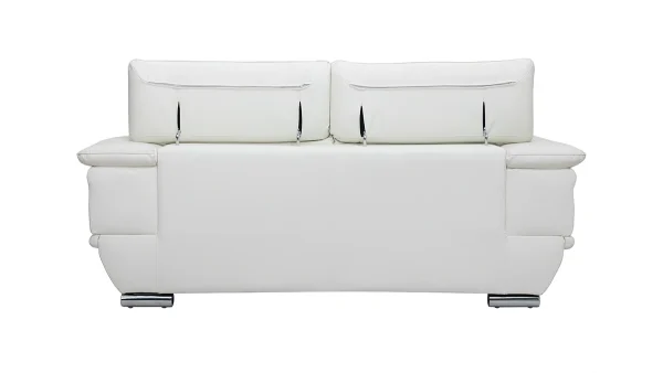 Livraison Standard/Rapide Canapé Design Avec Têtières Ajustables 2 Places Cuir Blanc Et Acier Chromé EWING 6