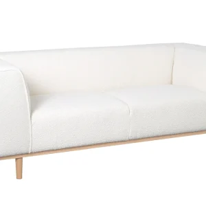 Livraison Standard/Rapide Canapé Scandinave 2-3 Places En Tissu Effet Laine Bouclée écru Et Bois Clair MORRIS 11