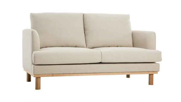 Canapé Scandinave 2 Places En Tissu Beige Et Bois Clair HOBART marque moins cher 3