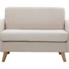 Canapé Scandinave 2 Places En Tissu Beige Et Bois Clair PURE 28