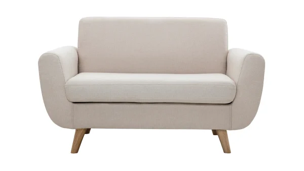 Canapé Scandinave 2 Places En Tissu Beige Et Bois Clair PURE 1