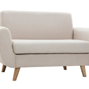 Canapé Scandinave 2 Places En Tissu Beige Et Bois Clair PURE 10