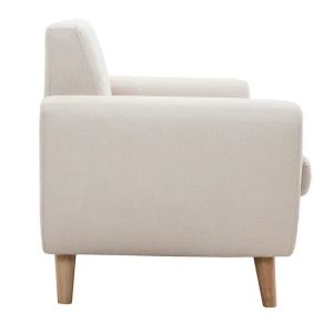 Canapé Scandinave 2 Places En Tissu Beige Et Bois Clair PURE 12