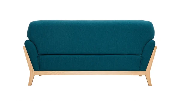 Canapé Scandinave 2 Places En Tissu Bleu Canard Et Bois Clair YOKO 5