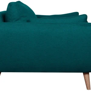 Canapé Scandinave 2 Places En Tissu Bleu Paon Et Bois Clair CREEP 11