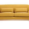 Canapé Scandinave 2 Places En Tissu Effet Velours Jaune Moutarde Et Bois Clair YOKO 28