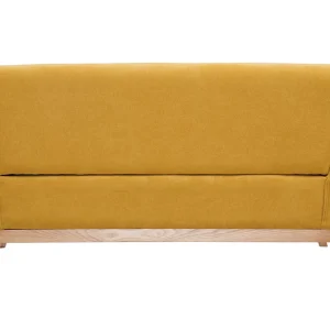 Canapé Scandinave 2 Places En Tissu Effet Velours Jaune Moutarde Et Bois Clair YOKO 15