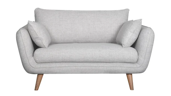 Canapé Scandinave 2 Places En Tissu Gris Clair Chiné Et Bois Clair CREEP Vente 1