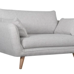 Canapé Scandinave 2 Places En Tissu Gris Clair Chiné Et Bois Clair CREEP 10