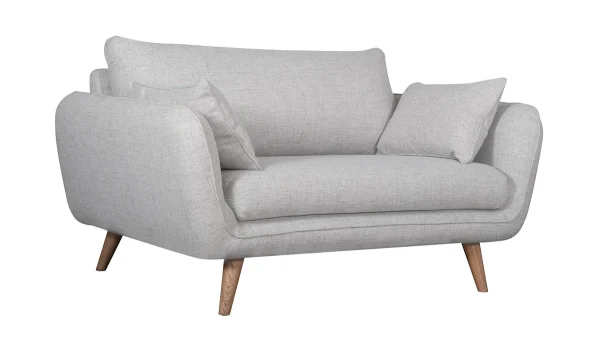 Canapé Scandinave 2 Places En Tissu Gris Clair Chiné Et Bois Clair CREEP 3