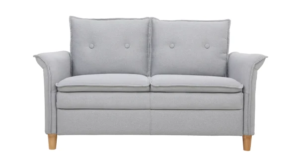 Canapé Scandinave 2 Places En Tissu Gris Clair Et Bois Clair CLIFF 1