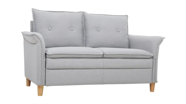 Canapé Scandinave 2 Places En Tissu Gris Clair Et Bois Clair CLIFF Top ventes 3