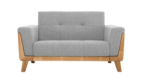 Canapé Scandinave 2 Places En Tissu Gris Et Bois Clair FJORD Vente 1