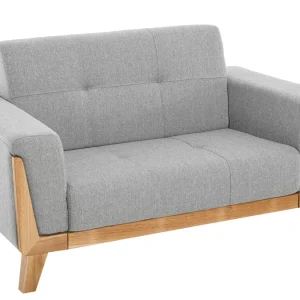 Canapé Scandinave 2 Places En Tissu Gris Et Bois Clair FJORD Vente 10