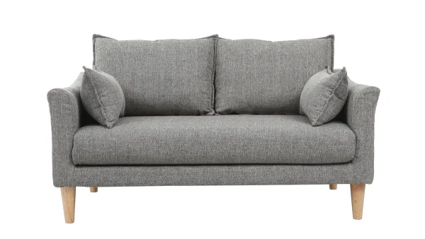 Canapé Scandinave 2 Places En Tissu Gris Et Bois Clair KATE 1