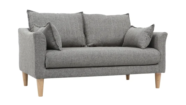 Canapé Scandinave 2 Places En Tissu Gris Et Bois Clair KATE 3