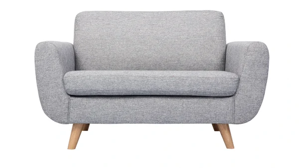 mode Canapé Scandinave 2 Places En Tissu Gris Et Bois Clair PURE 1