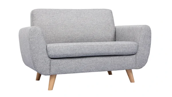 mode Canapé Scandinave 2 Places En Tissu Gris Et Bois Clair PURE 3