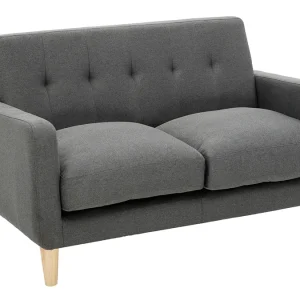 Canapé Scandinave 2 Places En Tissu Gris Foncé Et Bois Clair LUNA 12