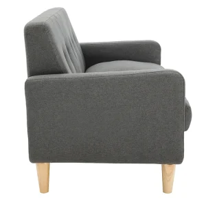 Canapé Scandinave 2 Places En Tissu Gris Foncé Et Bois Clair LUNA 14