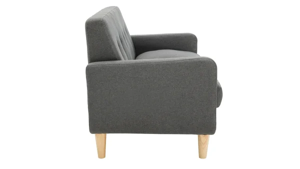 Canapé Scandinave 2 Places En Tissu Gris Foncé Et Bois Clair LUNA 4