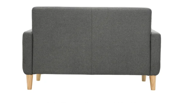 garantis authentique Canapé Scandinave 2 Places En Tissu Gris Foncé Et Bois Clair LUNA 5