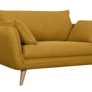 Canapé Scandinave 2 Places En Tissu Jaune Cumin Et Bois Clair CREEP Livraison gratuite 9