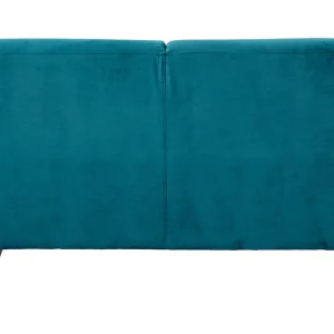 dernières Canapé Scandinave 2 Places En Tissu Velours Bleu Pétrole Et Bois Clair EKTOR 16