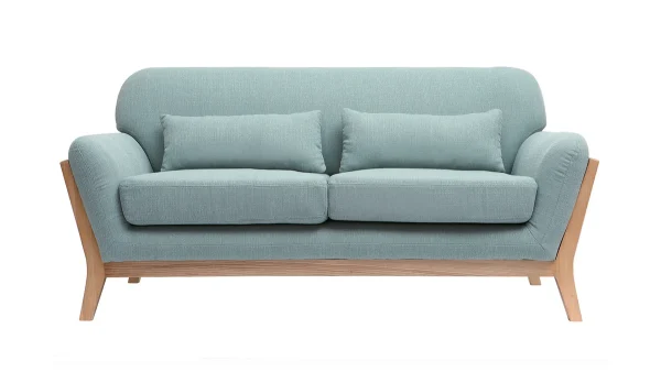 Canapé Scandinave 2 Places En Tissu Vert Lagon Et Bois Clair YOKO grande qualité 1