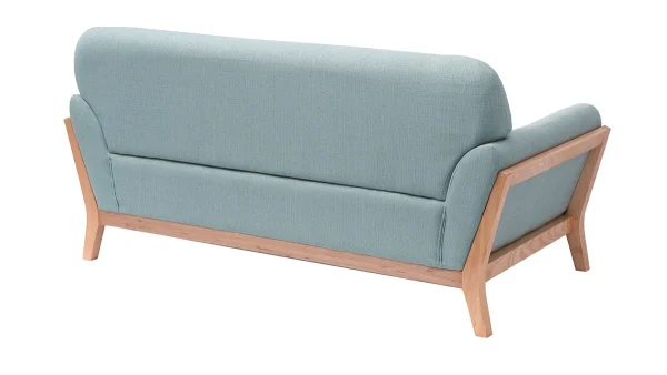 Canapé Scandinave 2 Places En Tissu Vert Lagon Et Bois Clair YOKO grande qualité 4