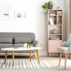 Canapé Scandinave 2 Places En Tissu Vert Lagon Et Bois Clair YOKO grande qualité 16