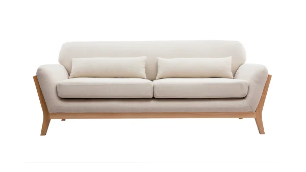 Canapé Scandinave 3 Places En Tissu Beige Et Bois Clair YOKO Livraison internationale 1