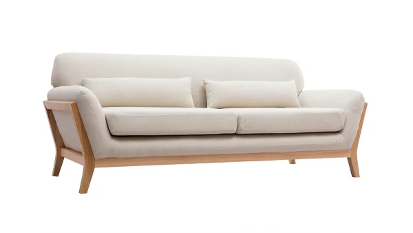 Canapé Scandinave 3 Places En Tissu Beige Et Bois Clair YOKO Livraison internationale 3