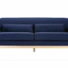 Canapé Scandinave 3 Places En Tissu Bleu Foncé Et Bois Clair YOKO 22