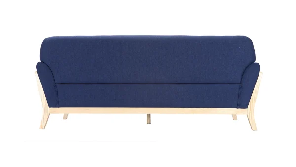 nouvelle saison Canapé Scandinave 3 Places En Tissu Bleu Foncé Et Bois Clair YOKO 4