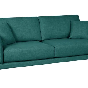 De Qualité Canapé Scandinave 3 Places En Tissu Bleu Paon Et Bois Clair VOGUE 10