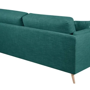 De Qualité Canapé Scandinave 3 Places En Tissu Bleu Paon Et Bois Clair VOGUE 14