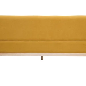 Meilleur Prix Garanti Canapé Scandinave 3 Places En Tissu Effet Velours Jaune Moutarde Et Bois Clair YOKO 16