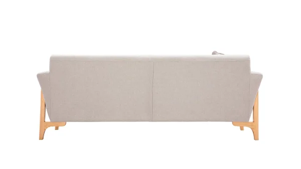 Canapé Scandinave 3 Places En Tissu Effet Velours Texturé Beige Et Bois Clair ASAKO marque pas cher 5