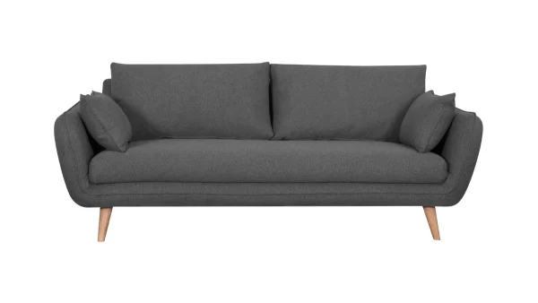 économies garanties Canapé Scandinave 3 Places En Tissu Gris Anthracite Et Bois Clair CREEP 1