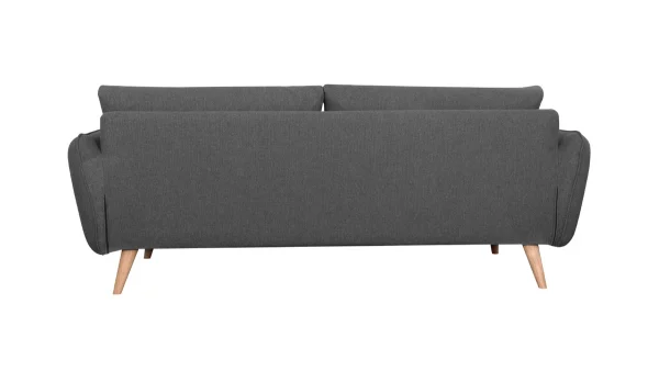 économies garanties Canapé Scandinave 3 Places En Tissu Gris Anthracite Et Bois Clair CREEP 5