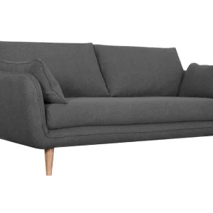 économies garanties Canapé Scandinave 3 Places En Tissu Gris Anthracite Et Bois Clair CREEP 11