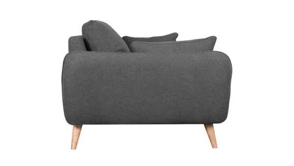 économies garanties Canapé Scandinave 3 Places En Tissu Gris Anthracite Et Bois Clair CREEP 4