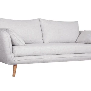 Canapé Scandinave 3 Places En Tissu Gris Clair Chiné Et Bois Clair CREEP 14