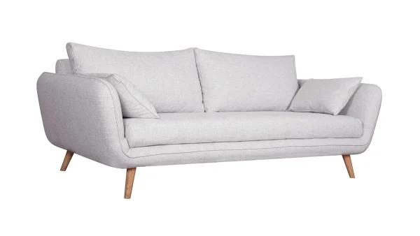 Canapé Scandinave 3 Places En Tissu Gris Clair Chiné Et Bois Clair CREEP qualité supérieure 3