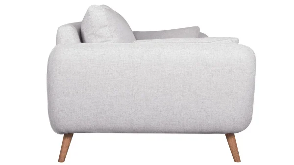 Canapé Scandinave 3 Places En Tissu Gris Clair Chiné Et Bois Clair CREEP 4