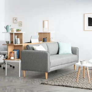 Canapé Scandinave 3 Places En Tissu Gris Clair Et Bois Clair KURT – Miliboo & Stéphane Plaza 20